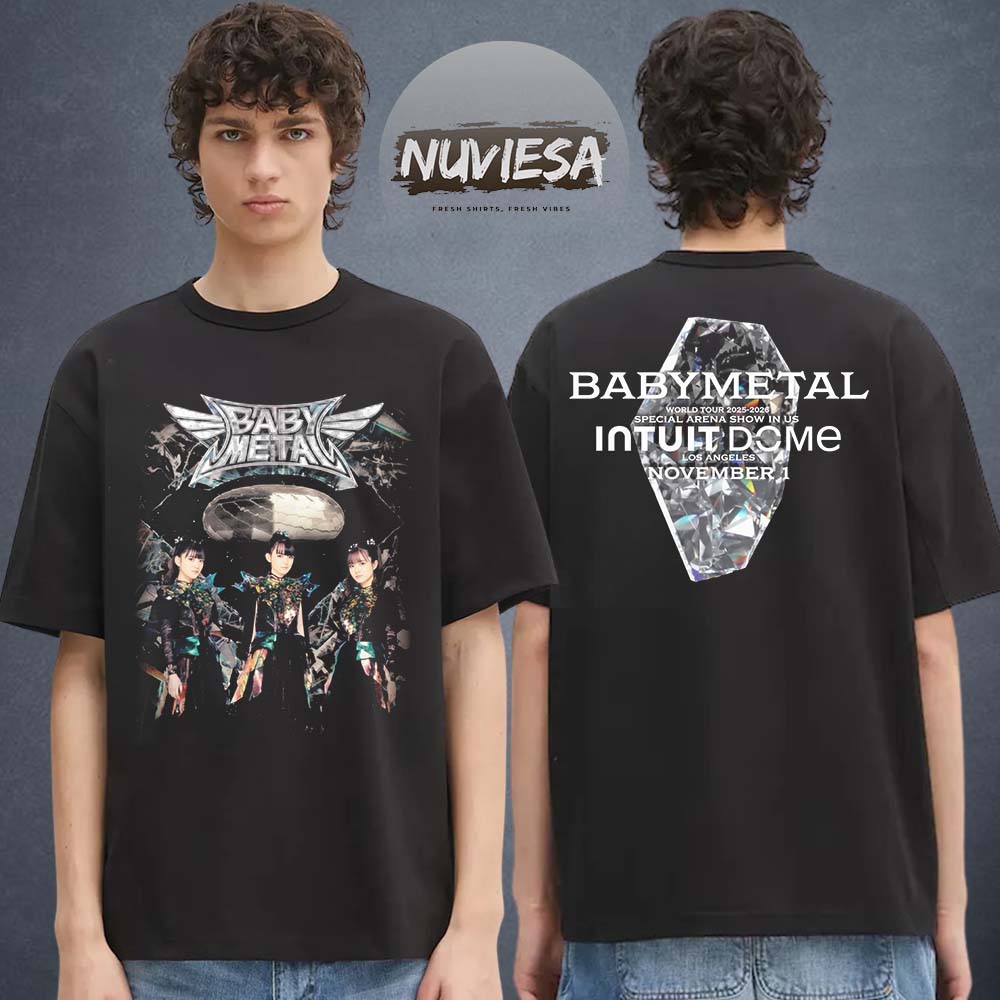Babymetal Merch Intuit Dome Los Angeles World Tour 2025 2026 On November 1 2025 Exclusive Two Sided Unisex T-Shirt Babymetal Merch Intuit Dome Los Angeles World Tour 2025 2026 On November 1 2025 Exclusive Two Sided Unisex T-Shirt