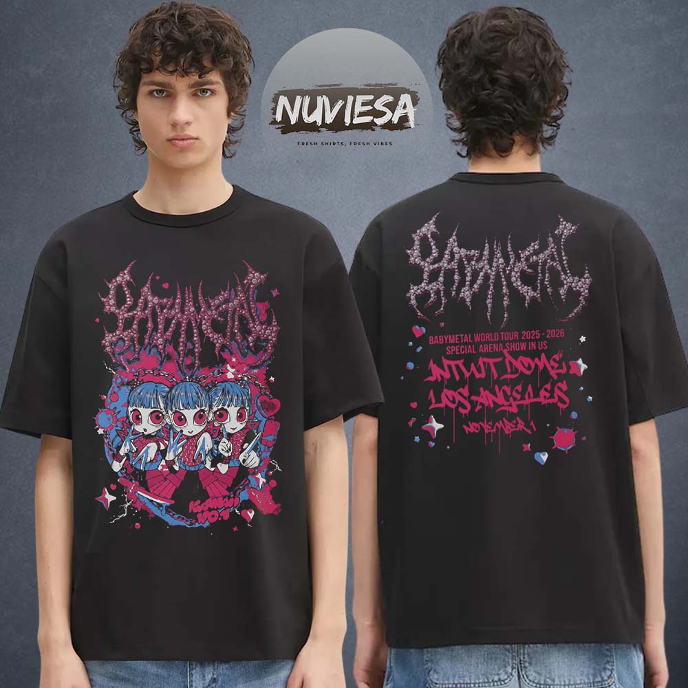 Babymetal Merch Intuit Dome Los Angeles World Tour 2025 2026 On November 1 2025 KxAxWxAxIxI Two Sided Unisex T-Shirt Babymetal Merch Intuit Dome Los Angeles World Tour 2025 2026 On November 1 2025 KxAxWxAxIxI Two Sided Unisex T-Shirt