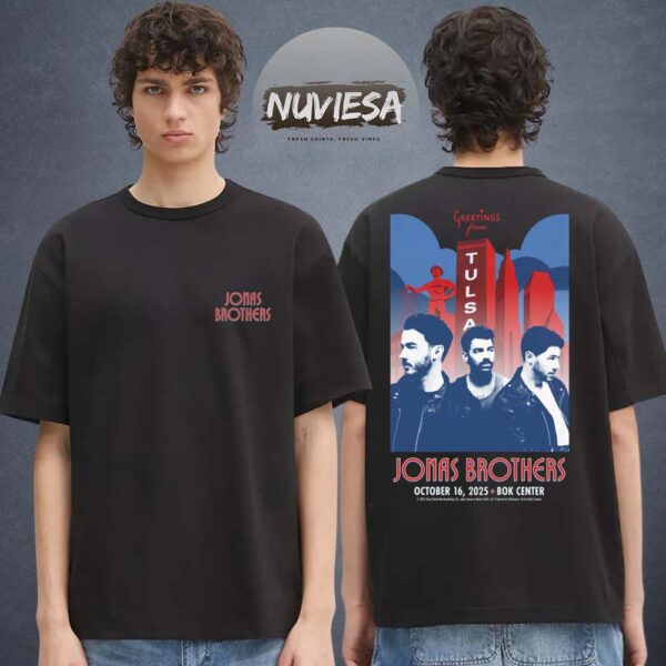 Jonas Brother Merch Bok Center On October 16 2025 Two Sided Unisex T-Shirt