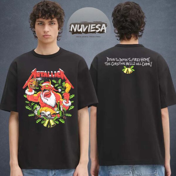 Metallica Merch Holiday Bellz Demon Two Sided Unisex T-Shirt